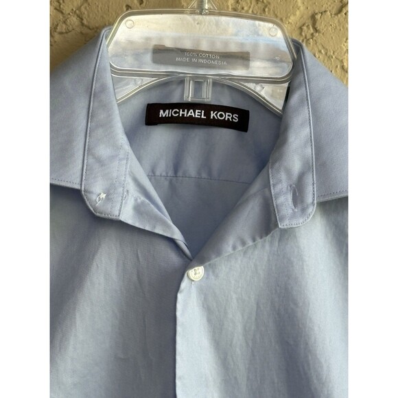 MICHAEL KORS Baby Blue Women’s Sz 14 Button Up Long Sleeve Cotton Shirt - Picture 2 of 7